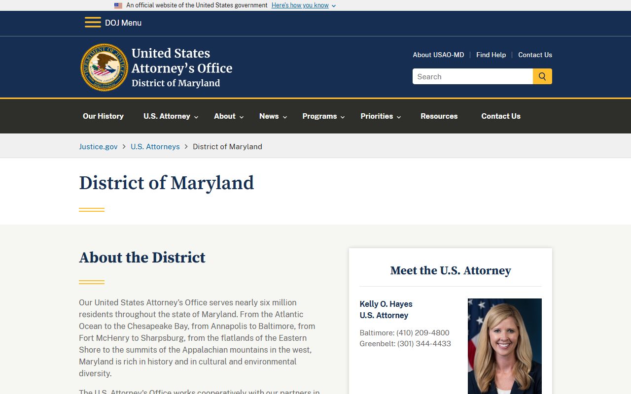 Montgomery County arrest records U.S. Attorney District of Maryland