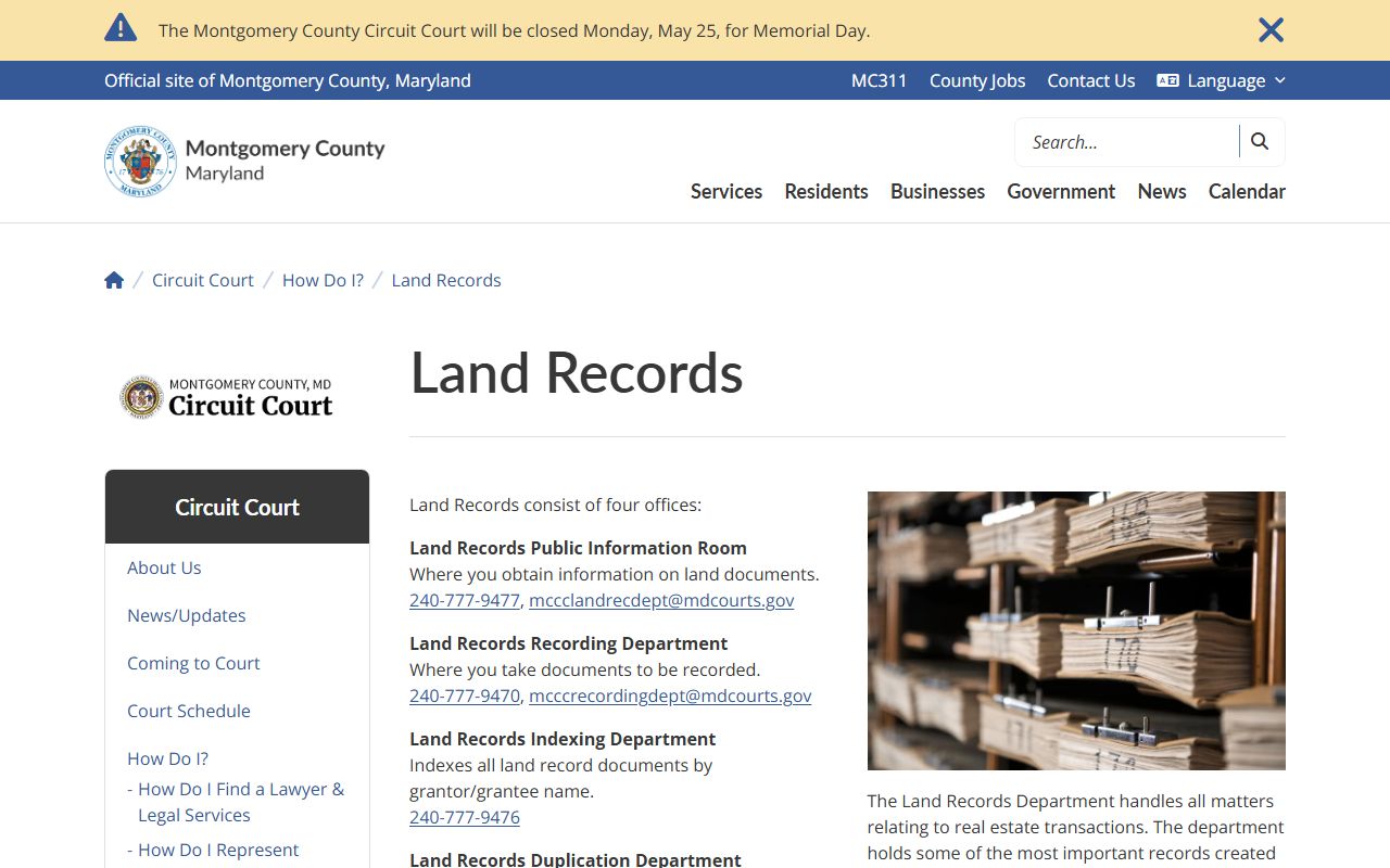 Montgomery County court records land records and recorded liens