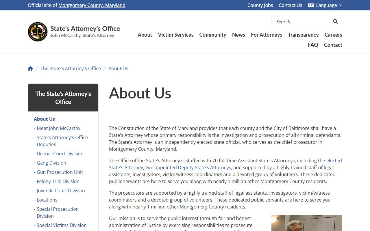Montgomery County arrest records State's Attorney about page
