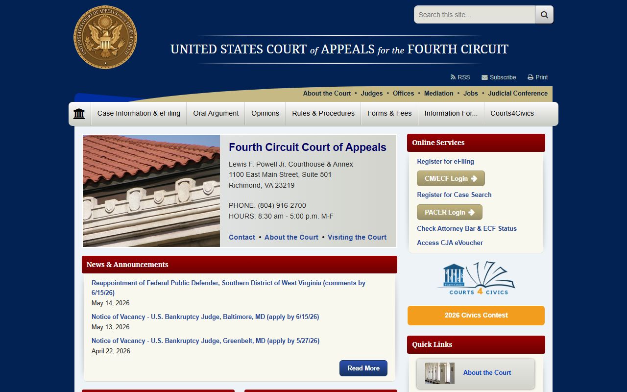 Montgomery County Circuit Court Fourth Circuit Court of Appeals