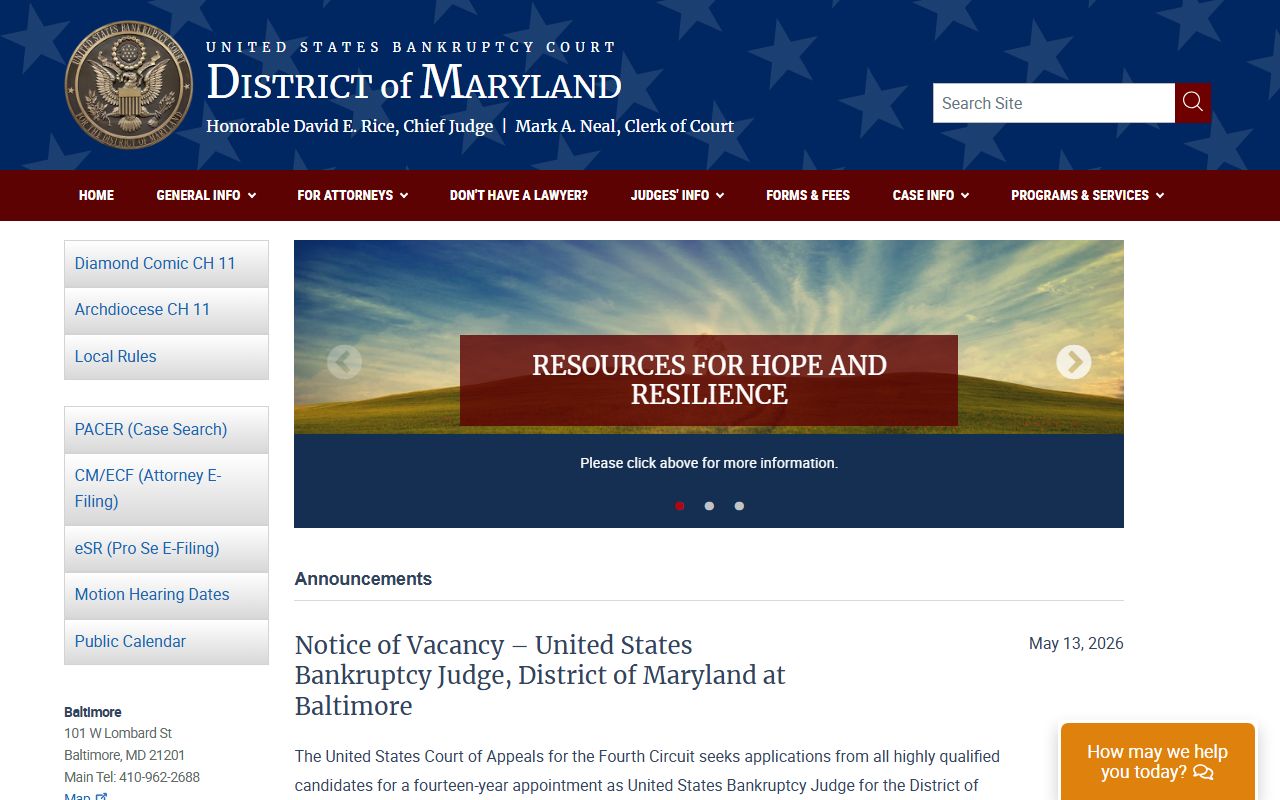 Montgomery County Circuit Court U.S. Bankruptcy Court for Maryland